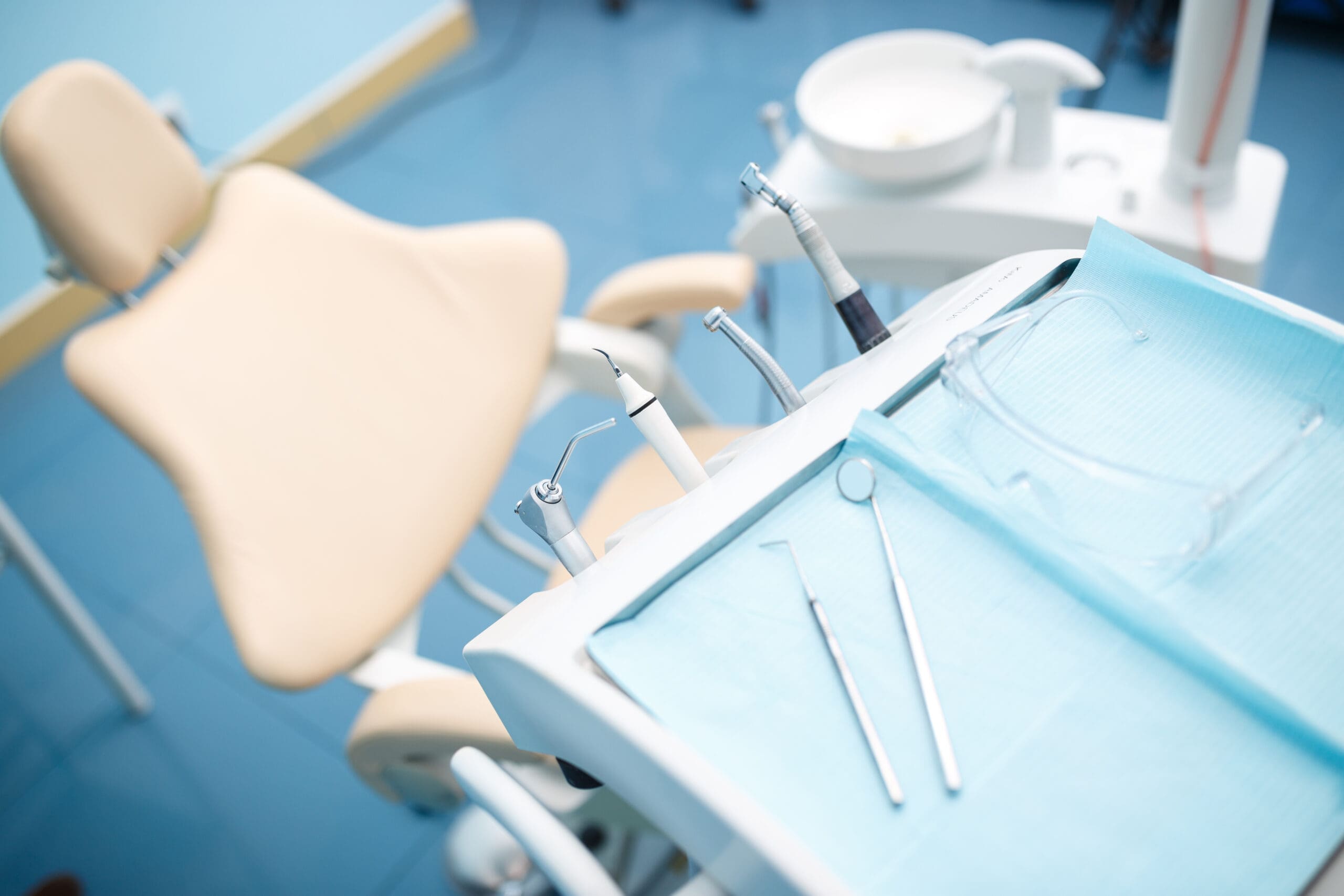 Different dental instruments and tools